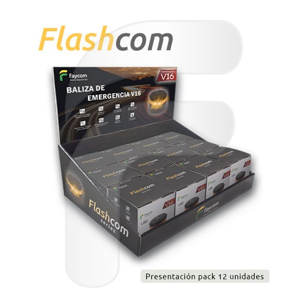 FLASHCOM BALIZA EMERGENCIA LED V16 RECARGABLE USB